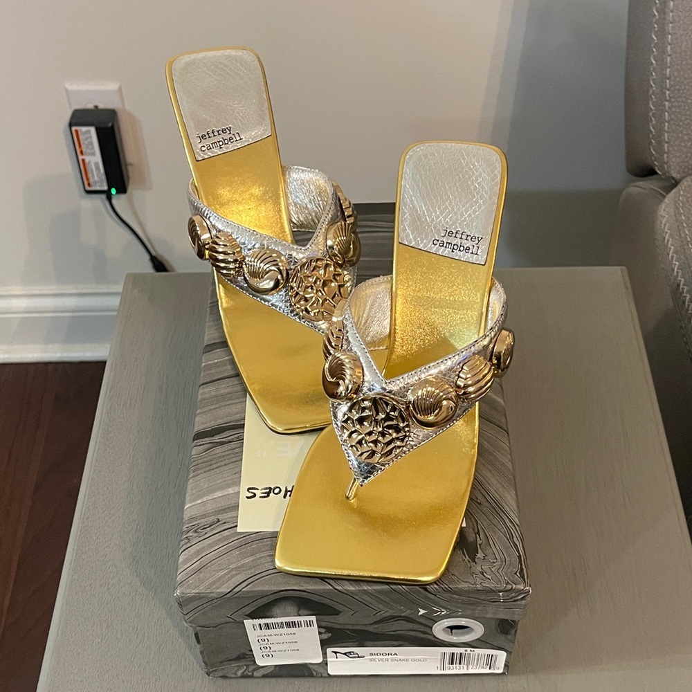 Jeffrey Campbell Metallic Gold Heels